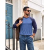 COOFANDY Mens Long Sleeve Tee Shirts Casual Crewneck T-Shirts Baseball Tee(Royal Blue)