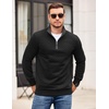 COOFANDY Mens Quarter Zip Pullover Casual Mock Neck Quilted Sweatshirt 2026(Black 01)