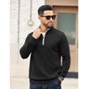 COOFANDY Mens Quarter Zip Pullover Casual Mock Neck Quilted Sweatshirt 2026(Black 02)