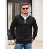COOFANDY Mens Quarter Zip Pullover Casual Mock Neck Quilted Sweatshirt 2026(Black 02)