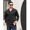 COOFANDY Mens Quarter Zip Pullover Casual Mock Neck Quilted Sweatshirt 2026(Black)