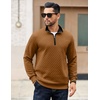 COOFANDY Mens Quarter Zip Pullover Casual Mock Neck Quilted Sweatshirt 2026(Brown)