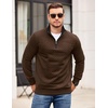 COOFANDY Mens Quarter Zip Pullover Casual Mock Neck Quilted Sweatshirt 2026(Coffee)