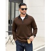 COOFANDY Mens Quarter Zip Pullover Casual Mock Neck Quilted Sweatshirt 2026(Coffee)