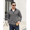 COOFANDY Mens Quarter Zip Pullover Casual Mock Neck Quilted Sweatshirt 2026(Dark Grey)