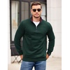 COOFANDY Mens Quarter Zip Pullover Casual Mock Neck Quilted Sweatshirt 2026(Deep Green)