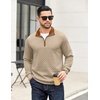 COOFANDY Mens Quarter Zip Pullover Casual Mock Neck Quilted Sweatshirt 2026(Khaki 01)