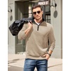 COOFANDY Mens Quarter Zip Pullover Casual Mock Neck Quilted Sweatshirt 2026(Khaki)