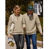 COOFANDY Mens Quarter Zip Pullover Casual Mock Neck Quilted Sweatshirt 2026(Khaki)