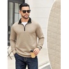 COOFANDY Mens Quarter Zip Pullover Casual Mock Neck Quilted Sweatshirt 2026(Khaki)