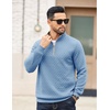 COOFANDY Mens Quarter Zip Pullover Casual Mock Neck Quilted Sweatshirt 2026(Light Blue)
