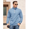COOFANDY Mens Quarter Zip Pullover Casual Mock Neck Quilted Sweatshirt 2026(Light Blue)