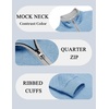 COOFANDY Mens Quarter Zip Pullover Casual Mock Neck Quilted Sweatshirt 2026(Light Blue)
