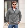 COOFANDY Mens Quarter Zip Pullover Casual Mock Neck Quilted Sweatshirt 2026(Light Gray)