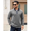 COOFANDY Mens Quarter Zip Pullover Casual Mock Neck Quilted Sweatshirt 2026(Light Gray)