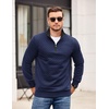 COOFANDY Mens Quarter Zip Pullover Casual Mock Neck Quilted Sweatshirt 2026(Navy)