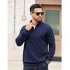 COOFANDY Mens Quarter Zip Pullover Casual Mock Neck Quilted Sweatshirt 2026(Navy)