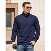 COOFANDY Mens Quarter Zip Pullover Casual Mock Neck Quilted Sweatshirt 2026(Navy)