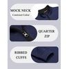 COOFANDY Mens Quarter Zip Pullover Casual Mock Neck Quilted Sweatshirt 2026(Navy)