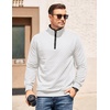 COOFANDY Mens Quarter Zip Pullover Casual Mock Neck Quilted Sweatshirt 2026(White 01)