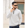 COOFANDY Mens Quarter Zip Pullover Casual Mock Neck Quilted Sweatshirt 2026(White 01)