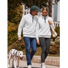 COOFANDY Mens Quarter Zip Pullover Casual Mock Neck Quilted Sweatshirt 2026(White 01)