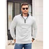 COOFANDY Mens Quarter Zip Pullover Casual Mock Neck Quilted Sweatshirt 2026(White 01)