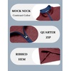 COOFANDY Mens Quarter Zip Pullover Casual Mock Neck Quilted Sweatshirt 2026(Wine Red)
