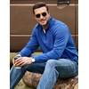 COOFANDY Mens Quarter Zip Pullover Sweatshirt Casual Mock Neck Sweater 2026(Blue)
