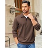 COOFANDY Mens Quarter Zip Pullover Sweatshirt Casual Mock Neck Sweater 2026(Brown)