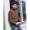 COOFANDY Mens Quarter Zip Pullover Sweatshirt Casual Mock Neck Sweater 2026(Brown)