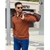 COOFANDY Mens Quarter Zip Pullover Sweatshirt Casual Mock Neck Sweater 2026(Caramel)