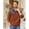 COOFANDY Mens Quarter Zip Pullover Sweatshirt Casual Mock Neck Sweater 2026(Color Block – Brown & Caramel)