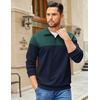 COOFANDY Mens Quarter Zip Pullover Sweatshirt Casual Mock Neck Sweater 2026(Color Block – Green & Navy Blue)
