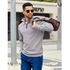 COOFANDY Mens Quarter Zip Pullover Sweatshirt Casual Mock Neck Sweater 2026(Grey)