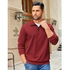COOFANDY Mens Quarter Zip Pullover Sweatshirt Casual Mock Neck Sweater 2026(Wine Red)