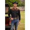COOFANDY Men’s Western Cowboy Shirt Embroidered Button Down Long Sleeve Shirts(Black& Brown)