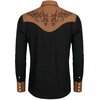 COOFANDY Men’s Western Cowboy Shirt Embroidered Button Down Long Sleeve Shirts(Black& Brown)