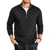 COOFANDY Mens Quarter Zip Pullover Casual Mock Neck Quilted Sweatshirt 2026(Black 01)