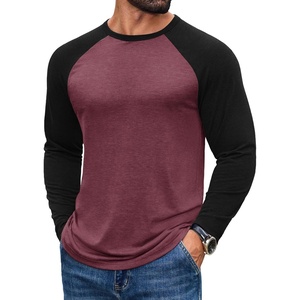 COOFANDY Mens Long Sleeve Tee Shirts Casual Crewneck T-Shirts Baseball Tee(Jujube Red)