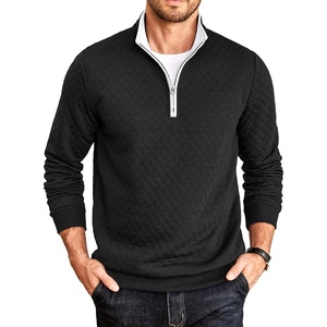 COOFANDY Mens Quarter Zip Pullover Casual Mock Neck Quilted Sweatshirt 2026(Black 02)