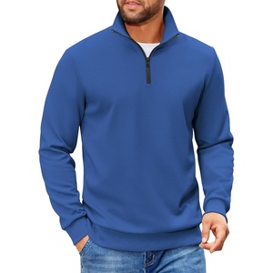 COOFANDY Mens Quarter Zip Pullover Sweatshirt Casual Mock Neck Sweater 2026(Blue)