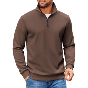 COOFANDY Mens Quarter Zip Pullover Sweatshirt Casual Mock Neck Sweater 2026(Brown)
