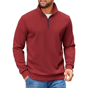 COOFANDY Mens Quarter Zip Pullover Sweatshirt Casual Mock Neck Sweater 2026(Wine Red)