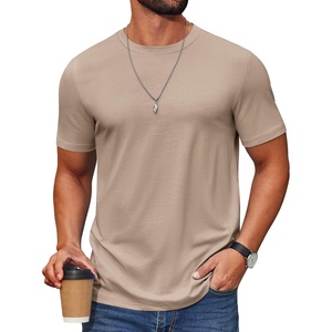 COOFANDY Men’s T Shirt Short Sleeve Cotton Blend T-Shirts Crew Neck Casual Summer Basic Tee Shirts(Khaki)