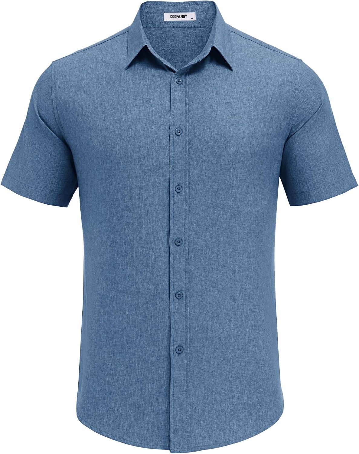 image:imageCOOFANDY Mens Casual Button Down Shirt Short Sleeve Summer Beach ShirtsDenim Blue