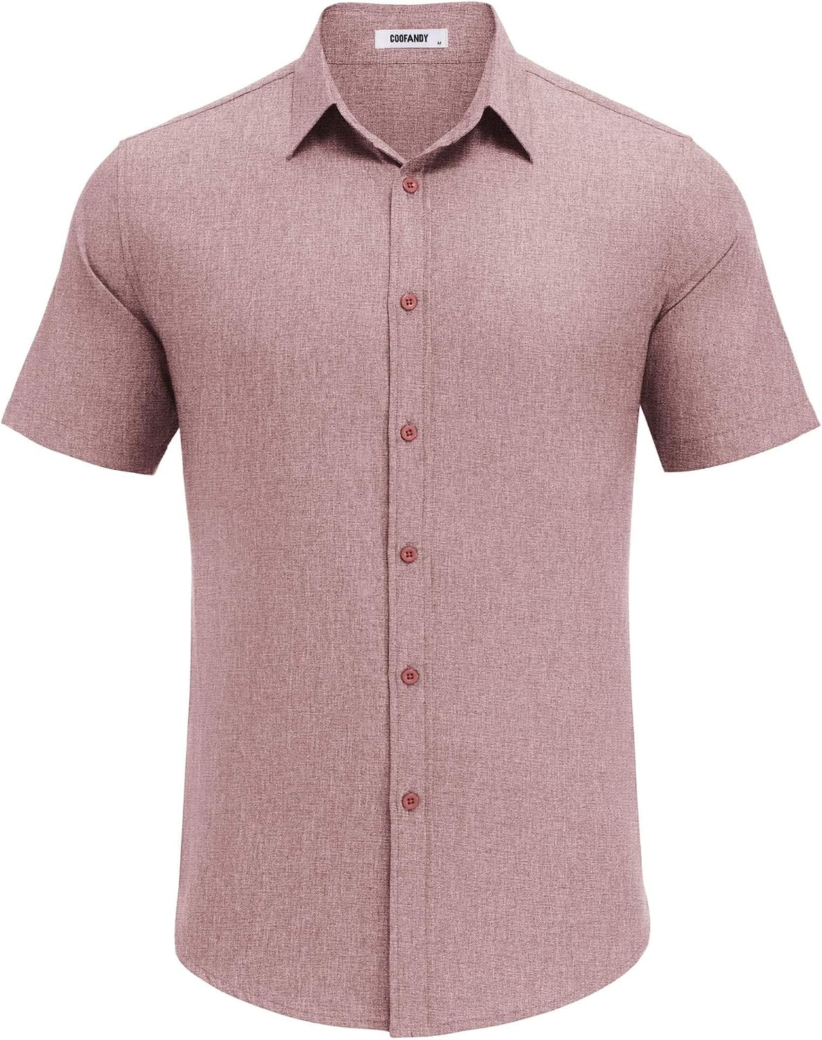image:imageCOOFANDY Mens Casual Button Down Shirt Short Sleeve Summer Beach ShirtsDusty Pink