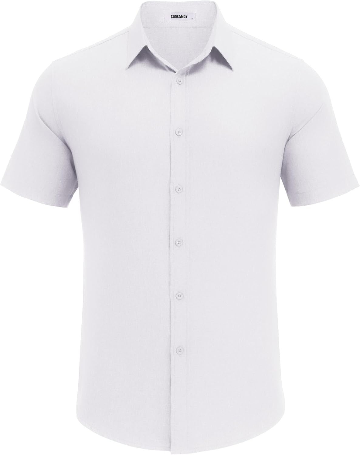 image:imageCOOFANDY Mens Casual Button Down Shirt Short Sleeve Summer Beach ShirtsSolid White
