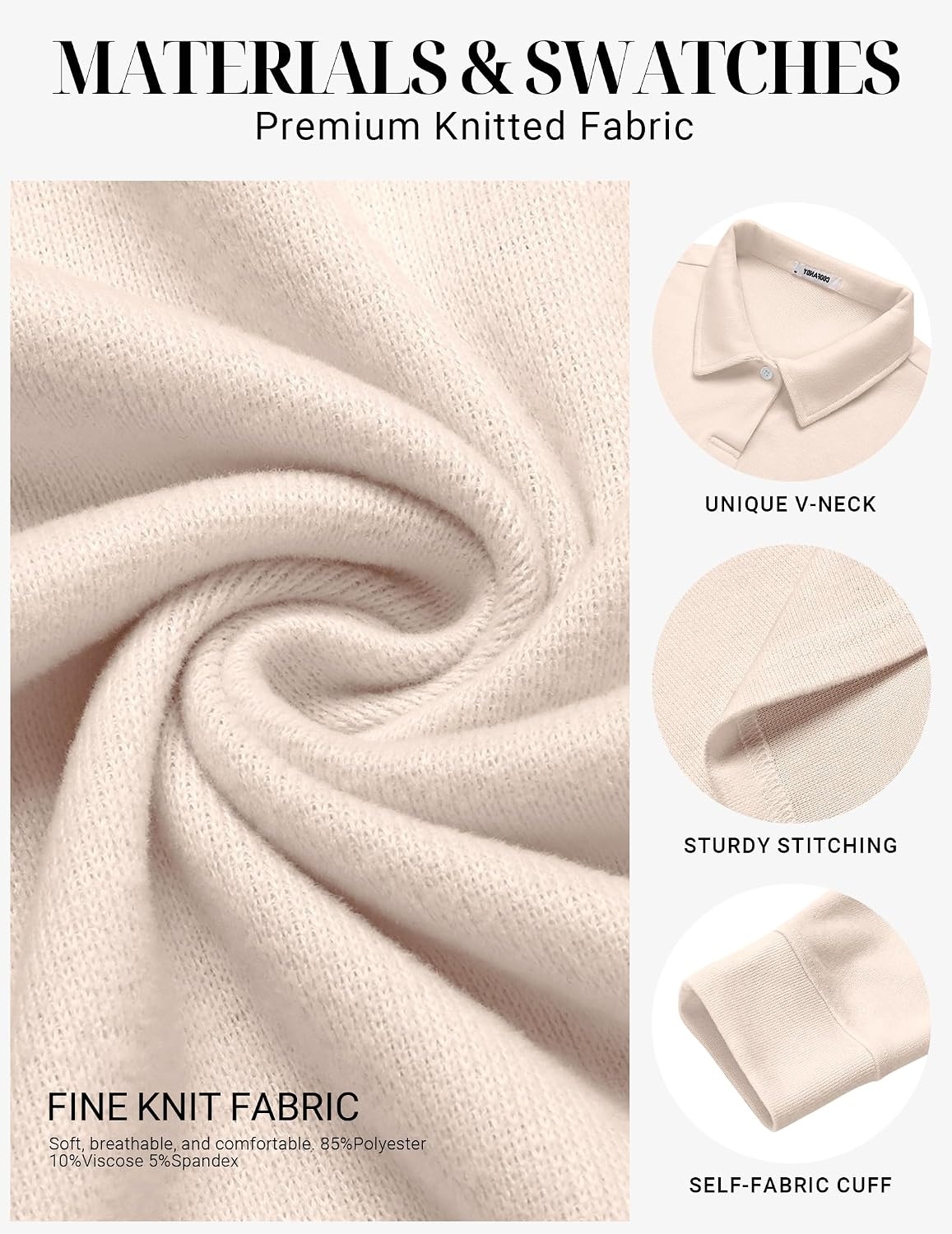 image:imageCOOFANDY Mens Knit Polo Shirts Casual Long Sleeve Polo Sweater Golf ShirtsBeige