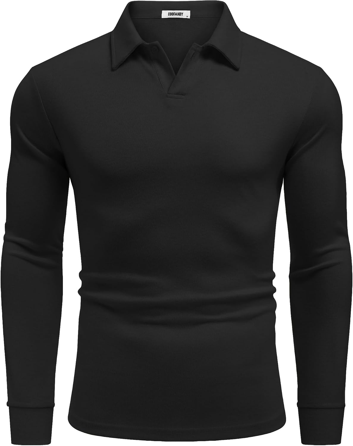 image:imageCOOFANDY Mens Knit Polo Shirts Casual Long Sleeve Polo Sweater Golf ShirtsBlack